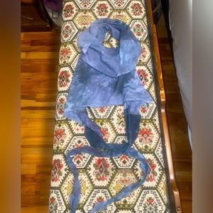 Sinew Moon Blue cowl halter top, multiple ways to tie.